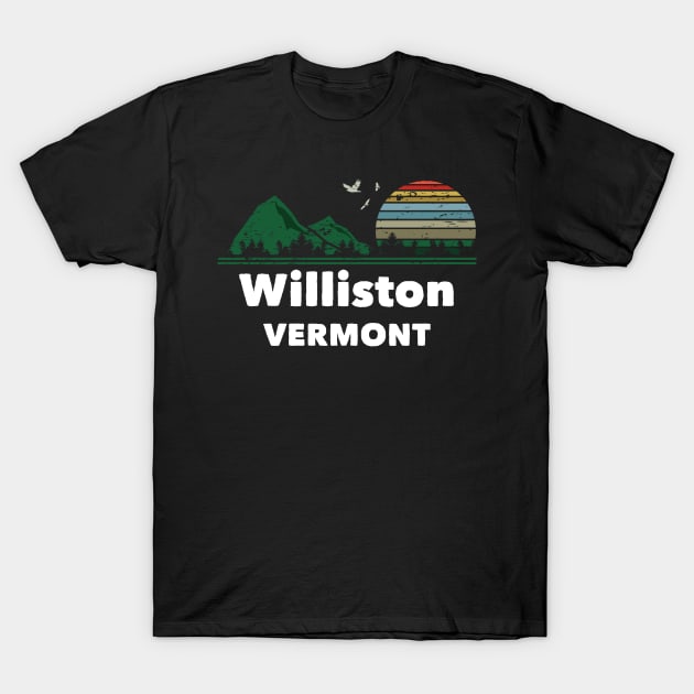 Mountain Sunset Flying Birds Outdoor Williston Vermont T-Shirt by greenrepublicmerch